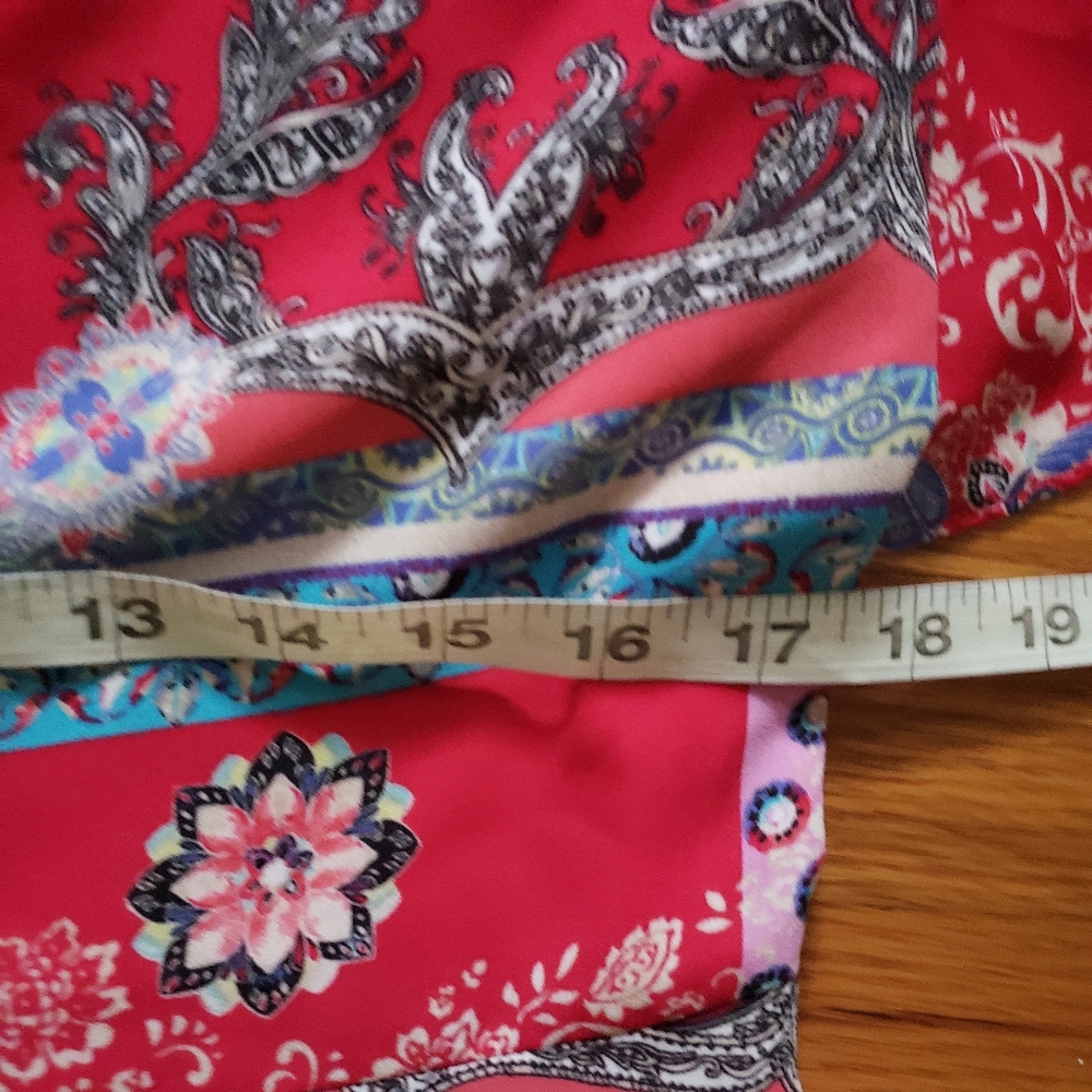 Chicos Patchwork Print Peplum Flutter Sleeve Top … - image 2